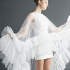 Ruffle Wedding Cape Sheer Long Wedding Cloak With Train