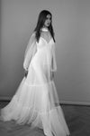 Bohemian Soft Tulle Long Sleeves Wedding Dress Ruffles