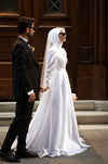 White Musllim Wedding Dresses For Bride High Neck