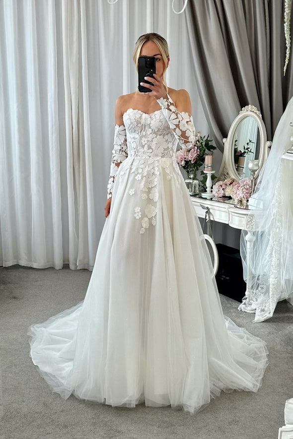 #DZ9306 Romantic Lace Wedding Dress A Line