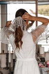 Tea Length Soft Satin Wedding Dresses Puffy Dot Tulle ZW971