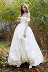 Taffeta Long Wedding Dress High Low Spring Bridal Gown 24311133