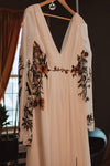 Long Flare Split Sleeve Boho Colorful Embroidery Wedding Dress