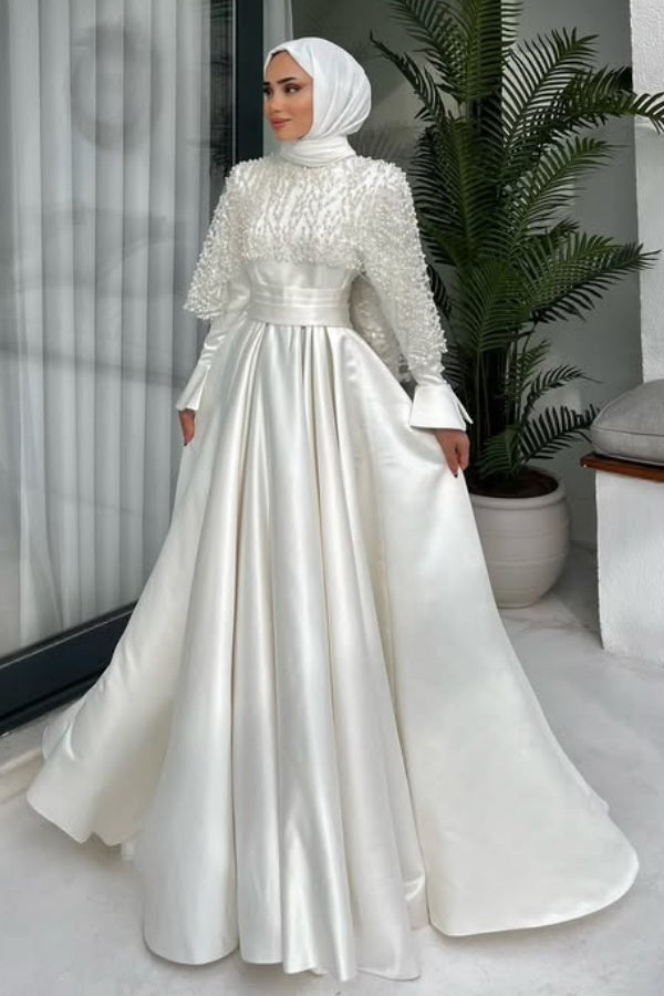 thick satin wedding dress Satin Wedding Dresses