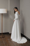 Modest Simple Wedding Dress Full Sleeves Round Neck