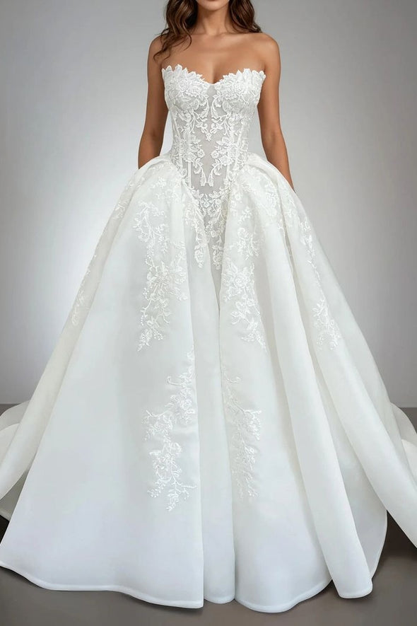 #DZ9404 Romantic Lace Appliques Wedding Gown
