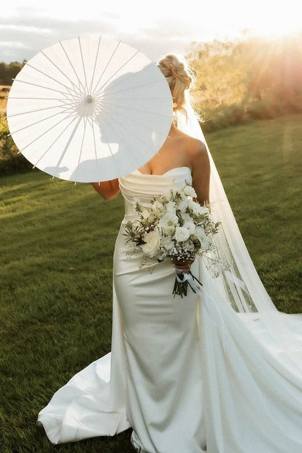 #DZ9358 Mermaid Satin Wedding Dress With Train