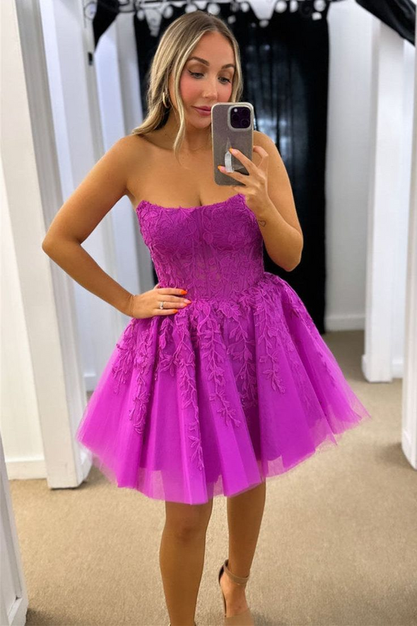Lace Tulle Party Dress Short Mini Homecoming Gown 24381517