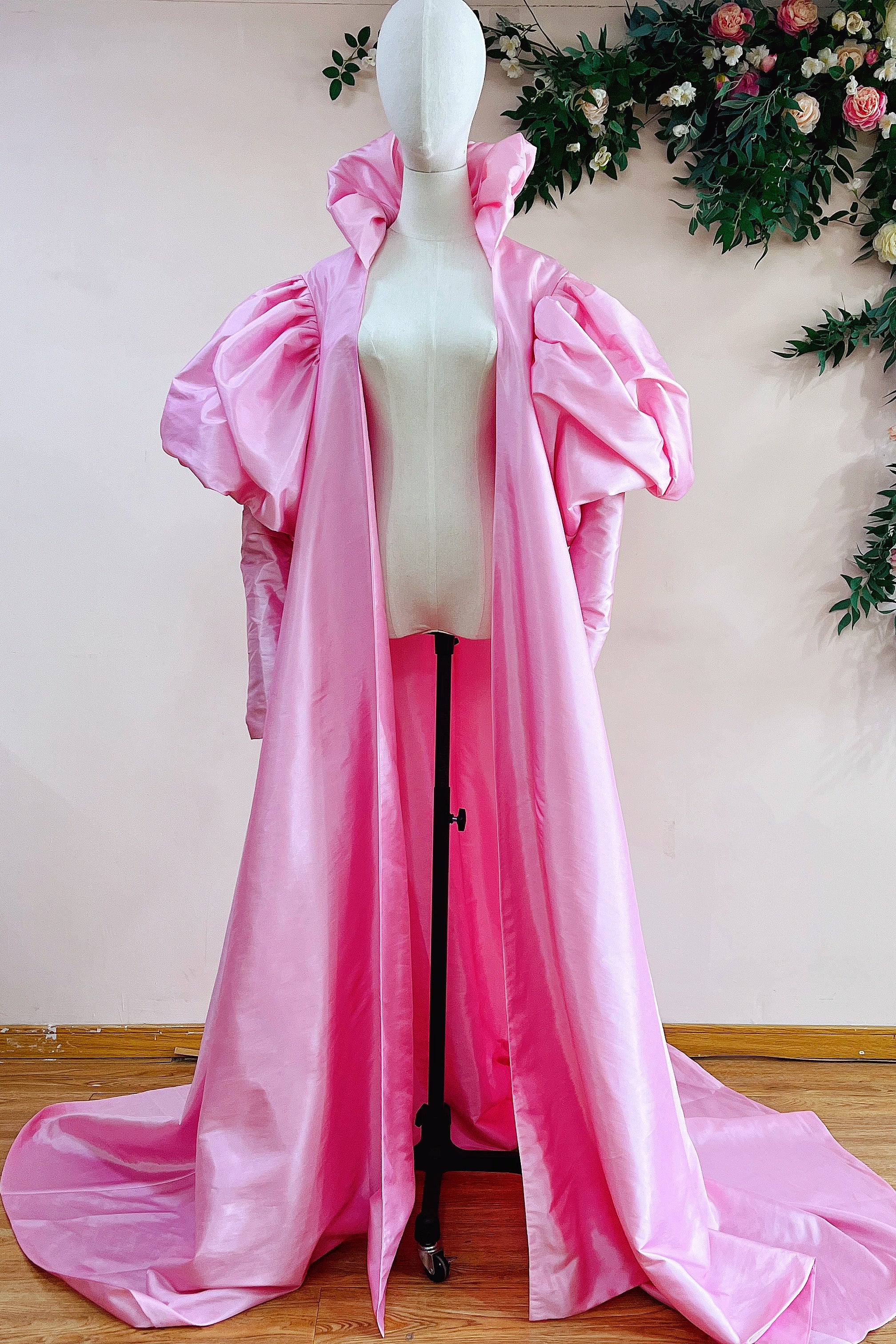 Pink Taffeta High Collar Long Women Fashion Evening Cape – TANYA BRIDAL Pink Taffeta High Collar Long Women Fashion Evening Cape – TANYA BRIDAL