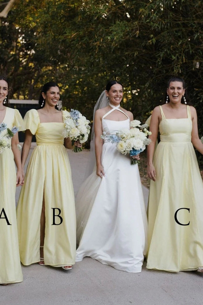 A B C Style A Line Long Taffeta Bridesmaid Dress TANYA BRIDAL A B C Style A Line Long Taffeta Bridesmaid Dress TANYA BRIDAL