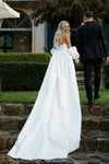 Long Sleeved Taffeta Wedding Cape With Long Train DJ294