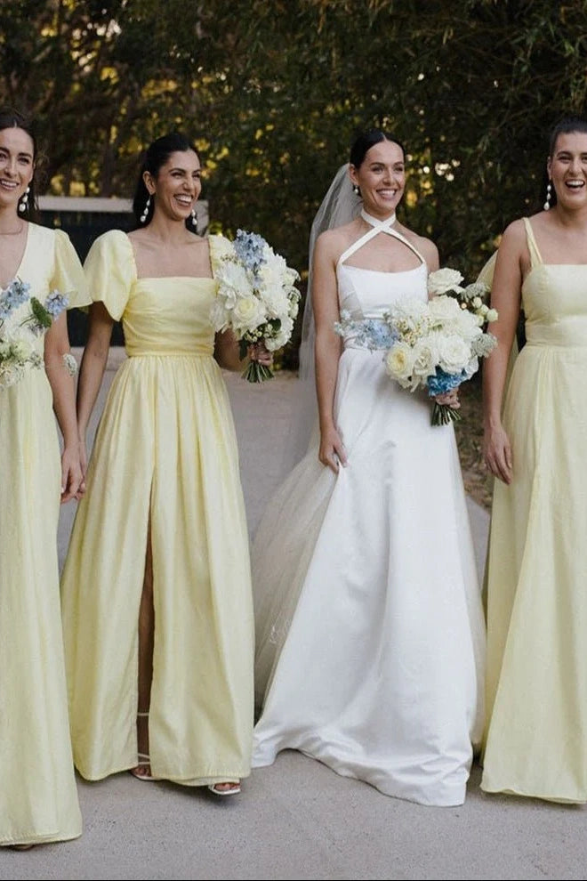 A B C Style A Line Long Taffeta Bridesmaid Dress A B C Style A Line Long Taffeta Bridesmaid Dress