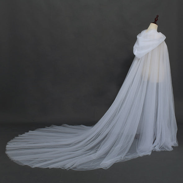 Tulle Cape Maxi Soft Mesh Cloak Wedding Bridal Wrap