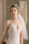 V667 Wedding Veil Two Pieces Flower Wreath With Veils