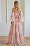 Elegant Long Evening Dress With Flare Sleeves