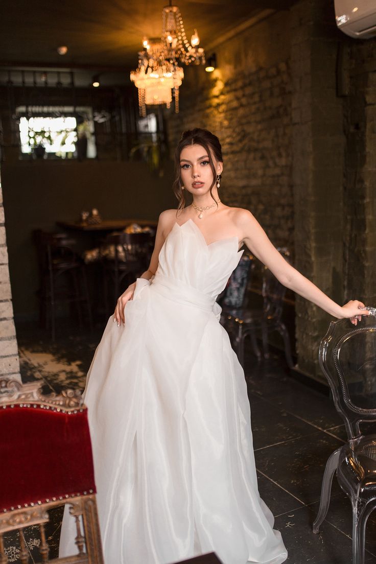 Romantic Organza Long Weddig Dress Simple Spring Style 24311651 – TANYA BRIDAL Romantic Organza Long Weddig Dress Simple Spring Style 24311651 – TANYA BRIDAL
