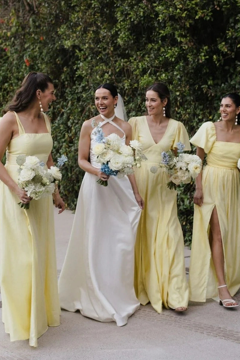 A B C Style A Line Long Taffeta Bridesmaid Dress A B C Style A Line Long Taffeta Bridesmaid Dress