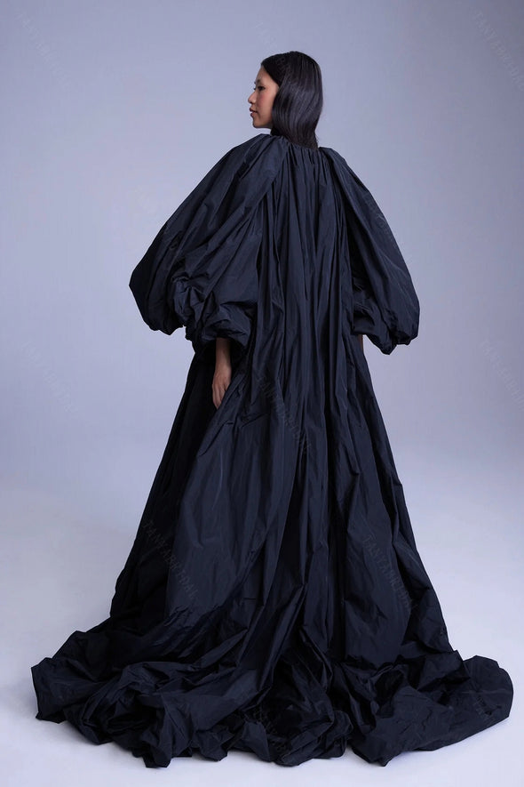 Taffeta Long Wedding Capes With Puff Full Sleeve DJ198