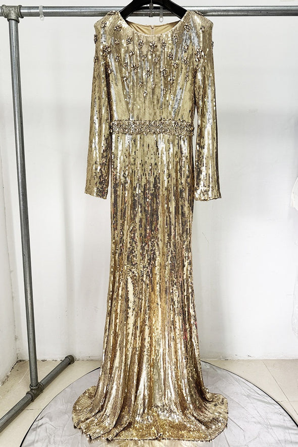 #DZ9390 Shiny Long Bling Bling Women Evening Dress