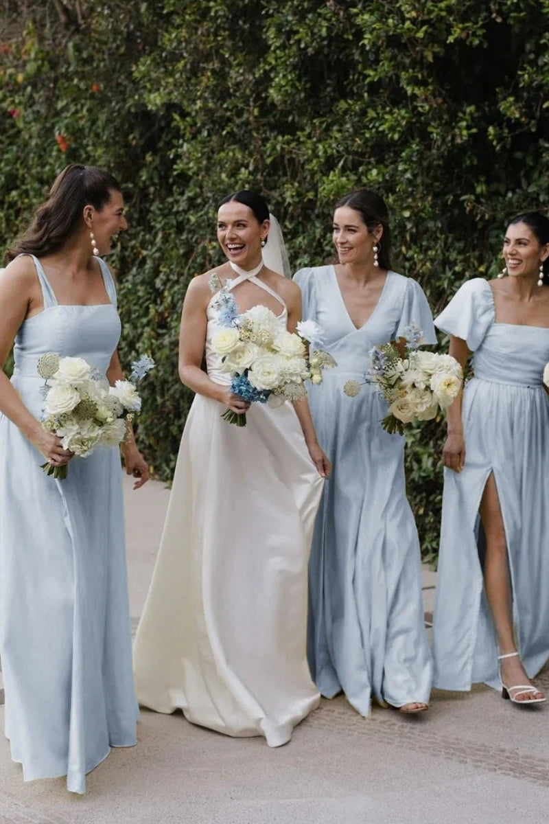 A B C Style A Line Long Taffeta Bridesmaid Dress TANYA BRIDAL A B C Style A Line Long Taffeta Bridesmaid Dress TANYA BRIDAL