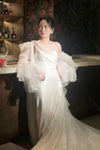 #DZ9427 Elegant Ruffles Wedding Cape Off The Shoulder