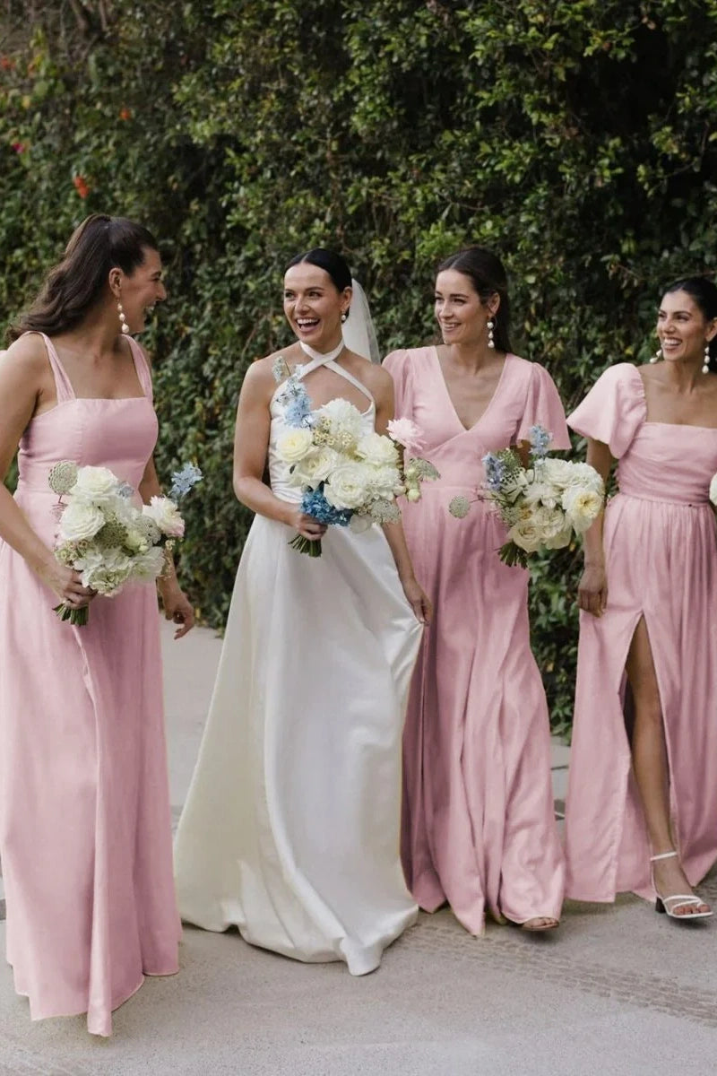 A B C Style A Line Long Taffeta Bridesmaid Dress TANYA BRIDAL A B C Style A Line Long Taffeta Bridesmaid Dress TANYA BRIDAL
