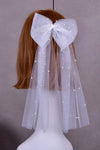 Bride Single Party Mesh Headdress Pearl Short Veil V04A