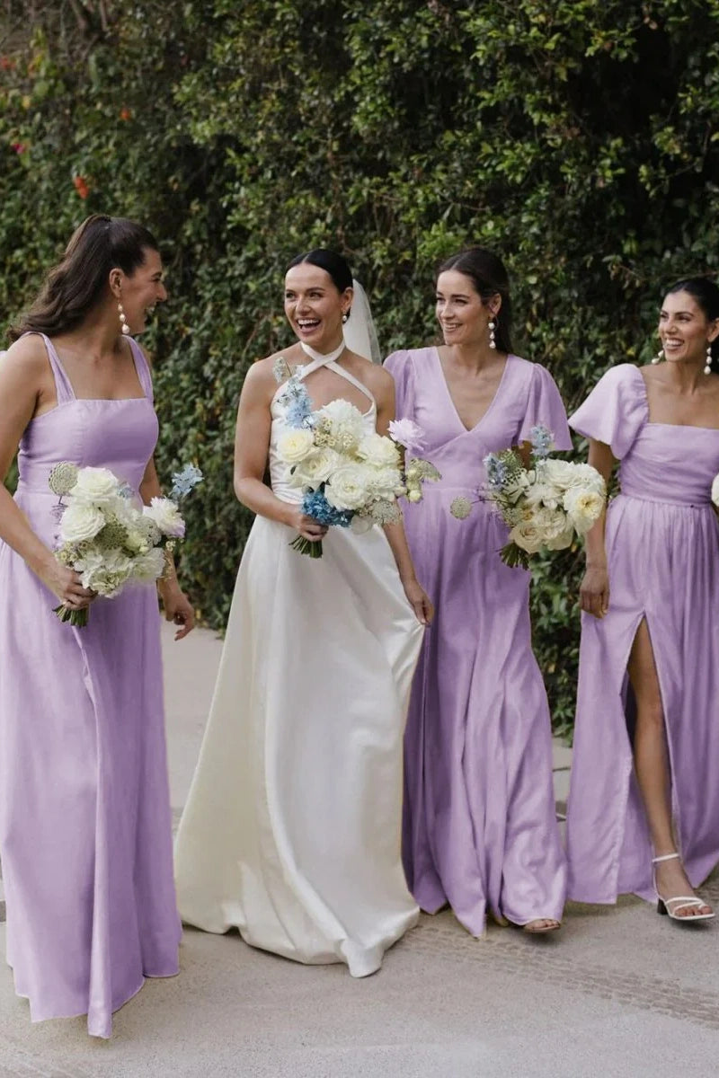taffeta bridesmaid dresses A B C Style A Line Long Taffeta Bridesmaid Dress – TANYA BRIDAL