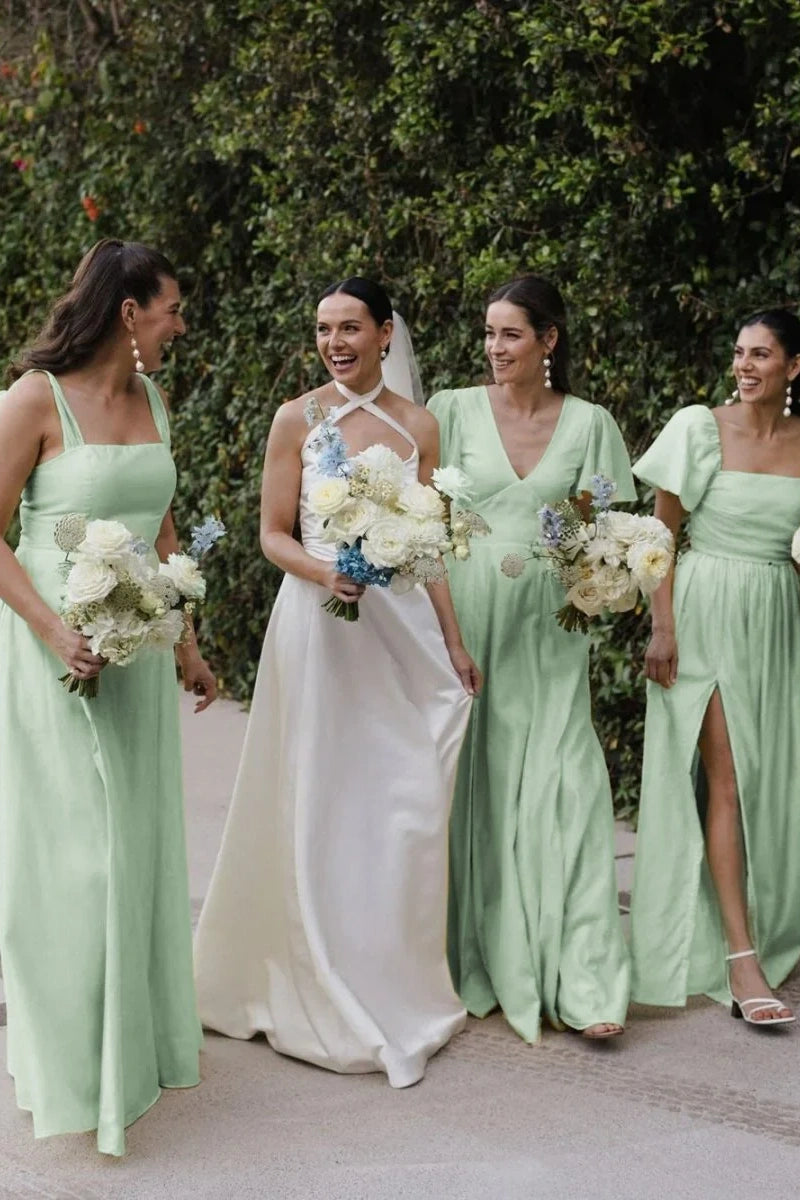 A B C Style A Line Long Taffeta Bridesmaid Dress TANYA BRIDAL A B C Style A Line Long Taffeta Bridesmaid Dress TANYA BRIDAL