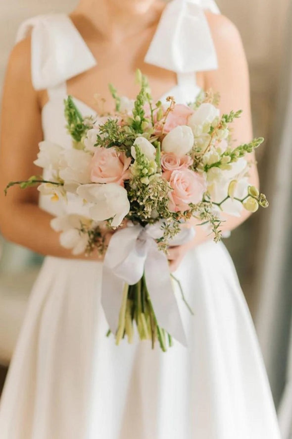 Wedding Dress With Bowtie Straps