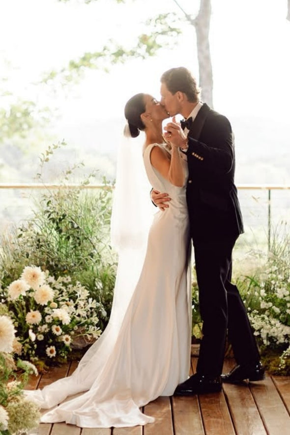 #DZ9310 Long Simple Sheath Wedding Dress