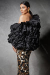 Ruffled Black Taffeta Bolero Detachable Coat Chic DJ306