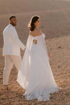 Pleated Chiffon Charming Bohemian Wedding Dresses ZW1134