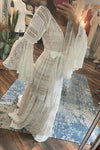 Bohemian Long Flare Sleeves Lace Wedding Dress V Neck Chic