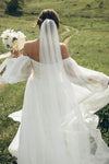 Bohemian Chiffon Puffy Sleeves Ruffles Wedding Dress