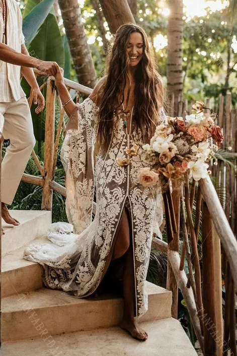 Bohemian Charming Mermaid Lace Wedding Dresses DW584