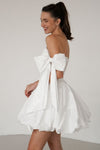 Off White Taffeta Short Wedding Dress / Homecoming Gown Off The Shoulder