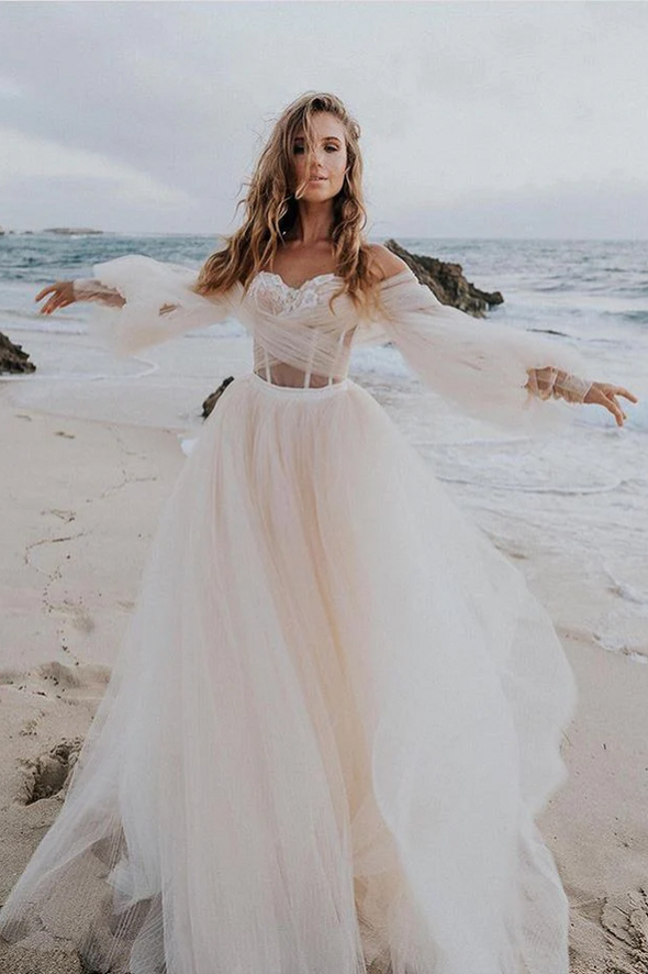 elegant bohemian dresses Puff Sleeves Elegant Bohemian Long Wedding Dresses TB1402 – TANYA BRIDAL