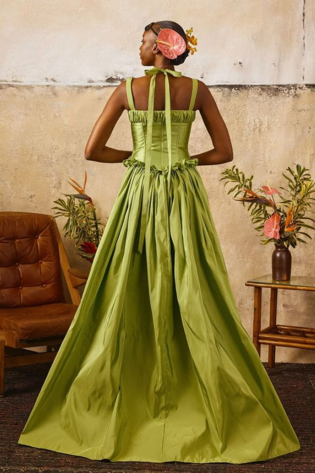 Sage Green Long Taffeta Prom Dress TANYA BRIDAL Sage Green Long Taffeta Prom Dress TANYA BRIDAL