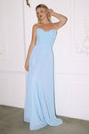Sweetheart Long Chiffon Evening Party Dress With Neck Scarf