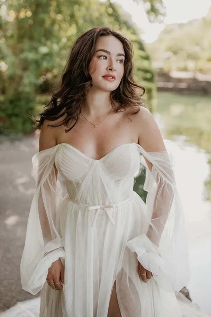 #DZ9599 Bohemian Long Wedding Dress off The Shoulder