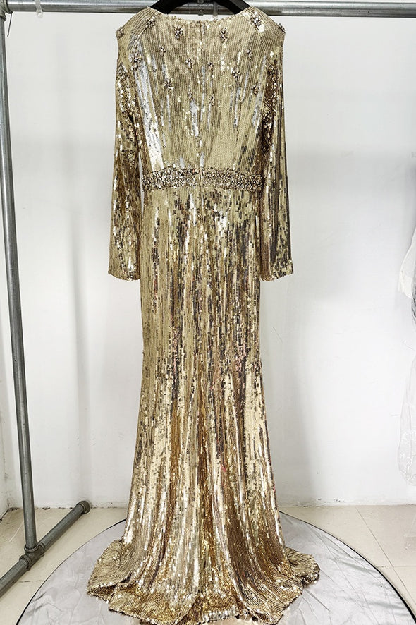 #DZ9390 Shiny Long Bling Bling Women Evening Dress