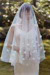 V111 Short Tulle Wedding Bridal Veils With Handmade Flowers