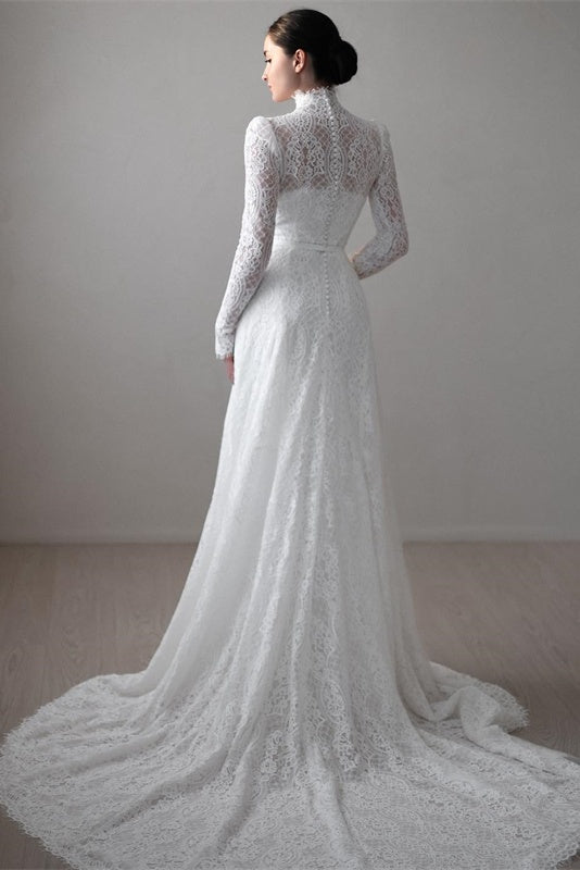 Full Sleeves Long Lace Wedding Dress