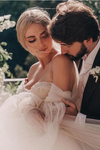 Puff Sleeves Elegant Bohemian Long Wedding Dresses TB1402