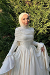 #DZ9445  Taffeta Muslim Wedding Dress Long Sleeves