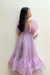 A Line Sweep Long Homecoming Dress Organza