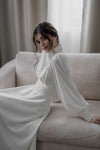 High Neck Backless A Line Silk Satin Wedding Dress