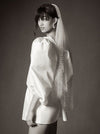 Taffeta Short Mini Wedding Dresss Deep V Puffy Sleeves 24391715