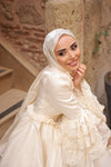 #DZ9444 Ivory Muslim Wedding Dress Long Sleeves With Lace